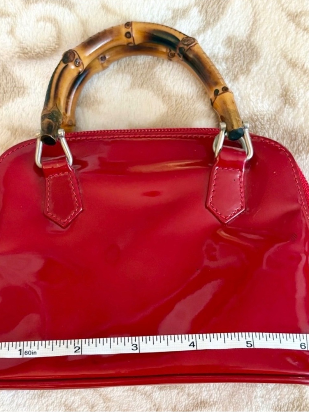 Gucci Red Patent Mini Bag with Bamboo Top Handles - Picture 5 of 12